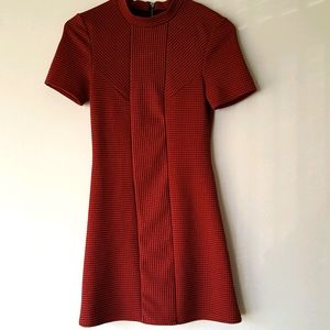 Topshop retro mock neck dress red and black sz 2